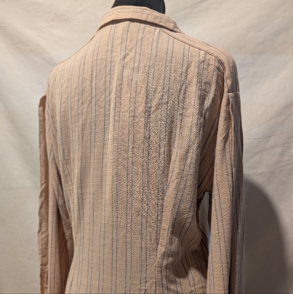FP Free People Audrey linen blend stripe midi shirt dress (Belt Not Included) - Picture 10 of 13